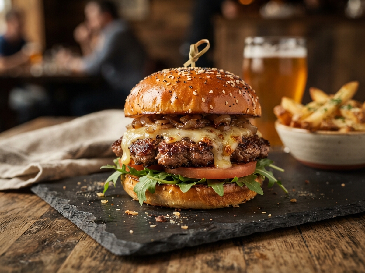 Black Truffle and Chanterelle Melt Burger